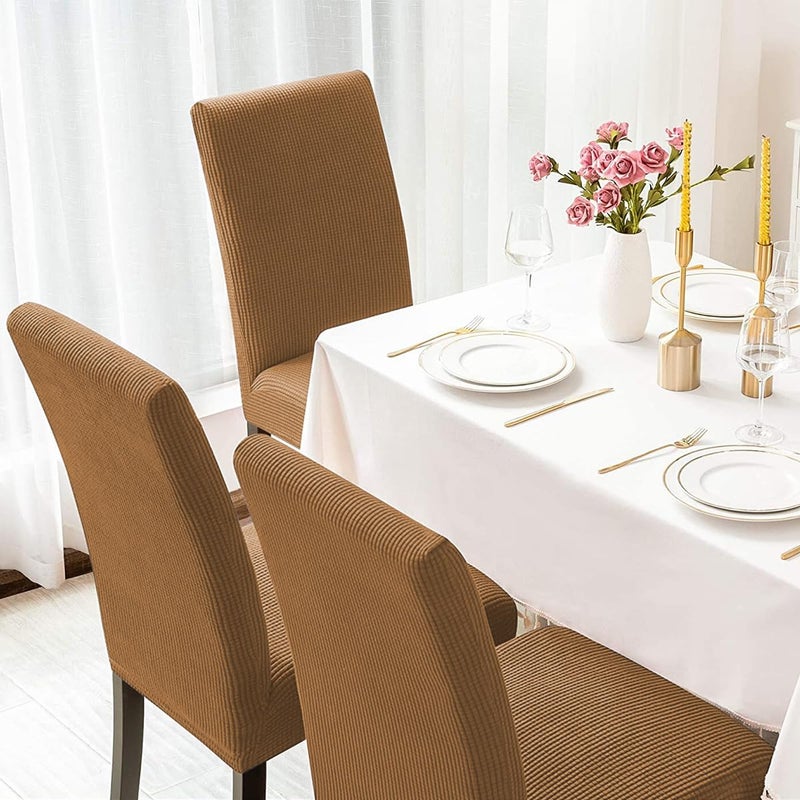 Aertiavty Chair Covers for Dining Room Set of 4 Kitchen Chair Seat Covers  Dining Room Chair Covers Chair Slipcover Parsons Chair Covers  Camel - Image 4